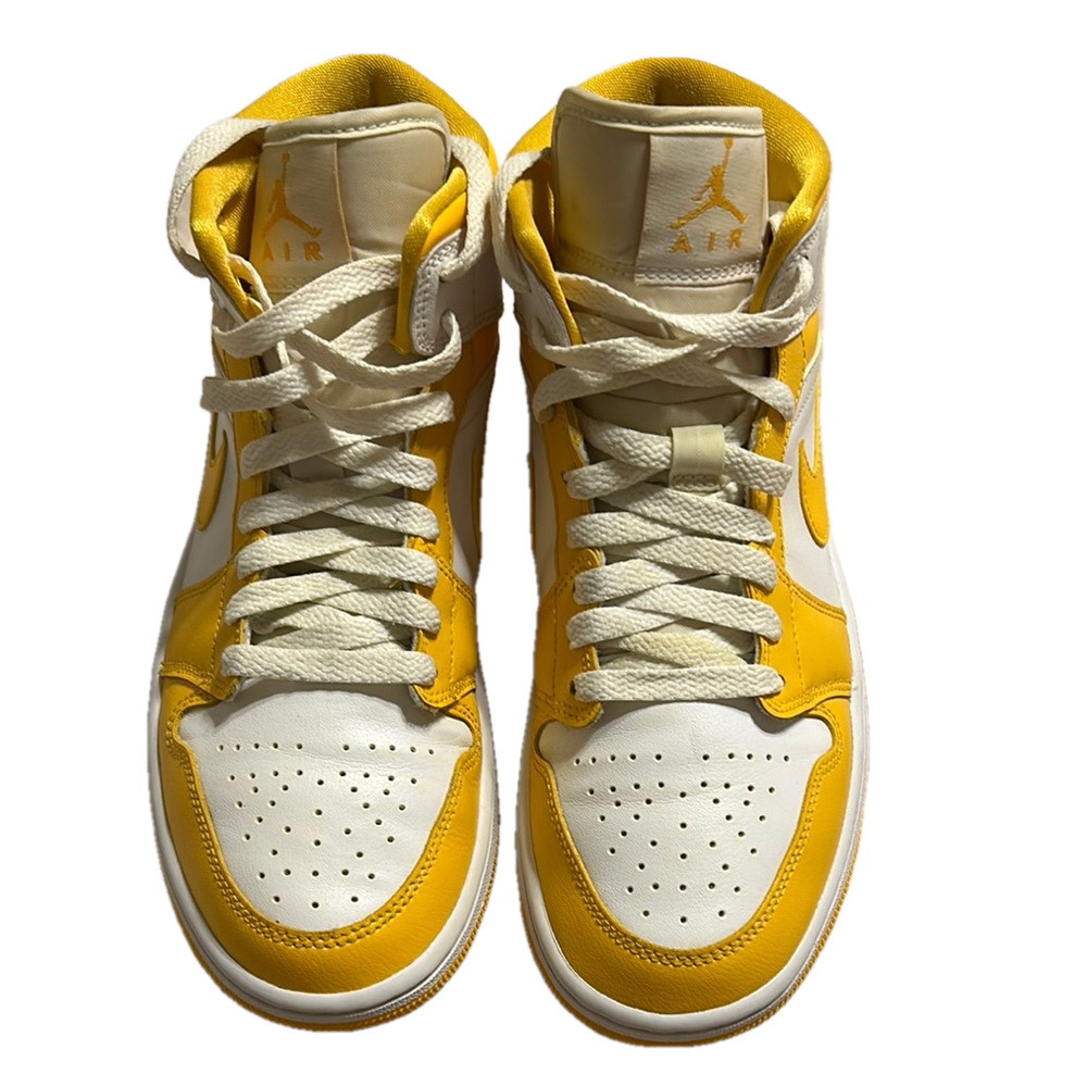 Air Jordan Yellow and White High-Top Sneakers size 8 GUC.